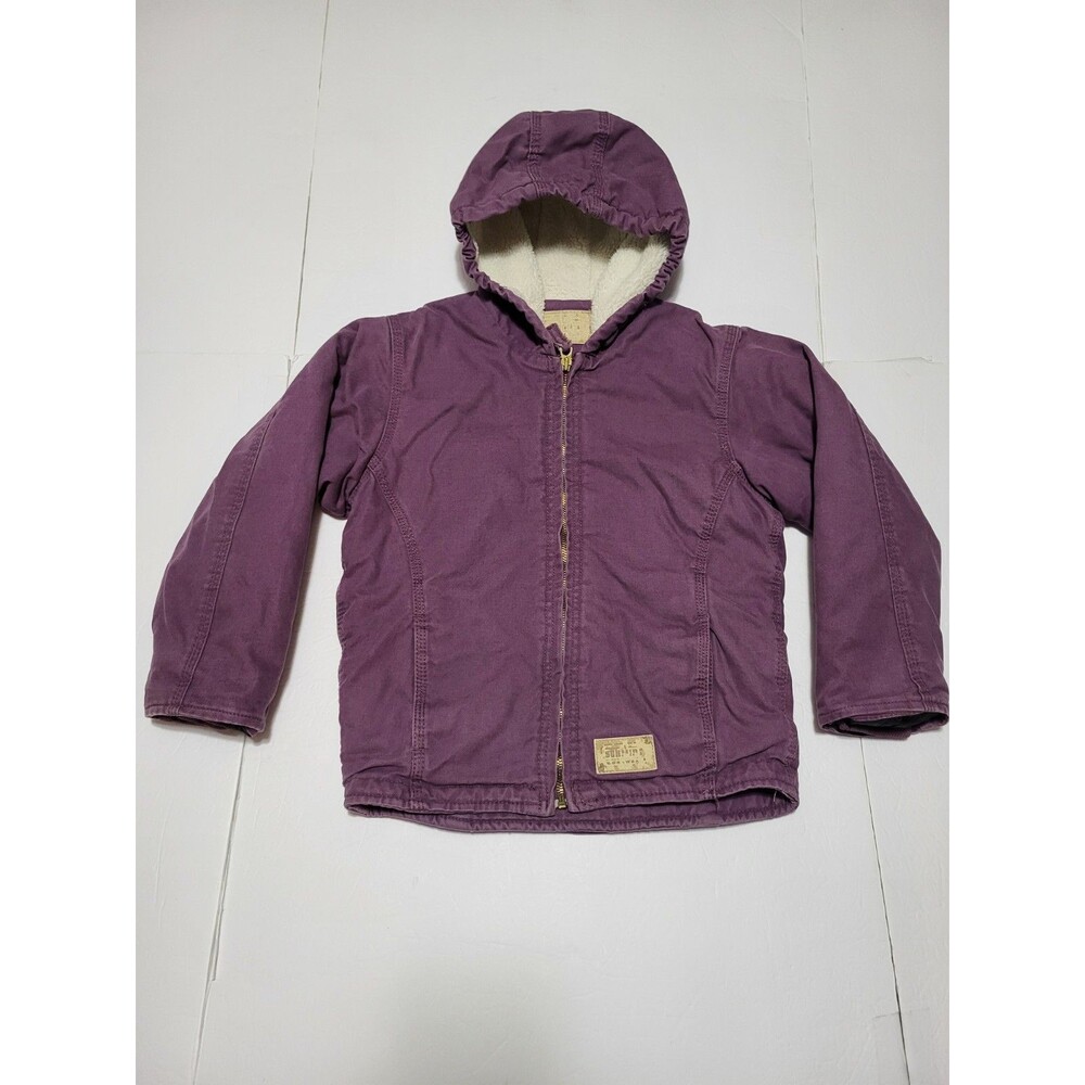 CE Schmidt Youth S 6-8 Purple Barn Chore Sherpa Lined Hooded Zip up Coat